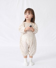 enhenn（エンヘン）の「enhennbaby ベビー ドット柄 長袖ロンパース コットン100%（つなぎ/オールインワン）」