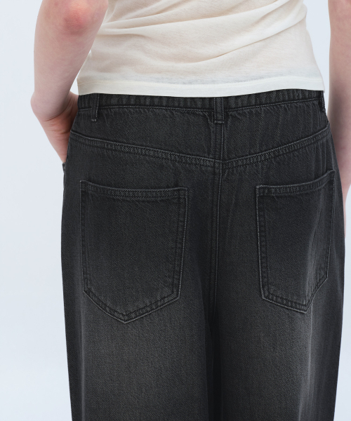 MUSINSA STANDARD WOMAN（ムシンサスタンダードウーマン）の「ウィメンズテンセルワイドバンディングデニムパンツ[ウォッシュドブラック]（デニムパンツ・レディース・その他・24/26/28/30）」の7枚目の写真