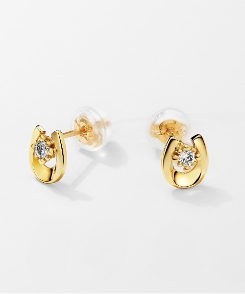 Jewel closet by L&Co.(ジュエルクローゼットバイエルアンドコー)の「K10 ダイヤモンド 馬蹄 ピアス(ピアス(両耳用)・レディース・イエローゴールド・FREE)」の1枚目の写真