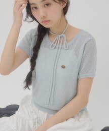 【umm.】プレート付チョーカー半袖プルオーバー