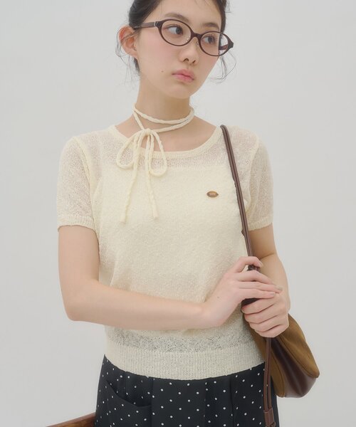 DISCOAT(ディスコート)の「【umm.】プレート付チョーカー半袖プルオーバー(ニット/セーター・レディース・ベビーピンク/レモンイエロー/アイボリー/サックスブルー/ブラウン・FREE)」の17枚目の写真