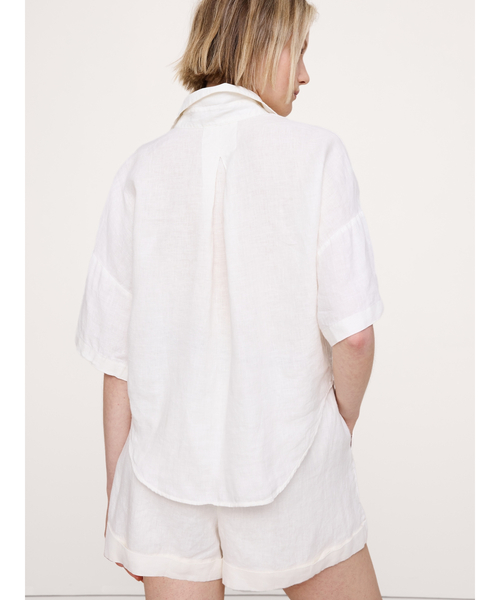 Banana Republic(バナナリパブリック)の「リネン ショートスリーブ シャツ(シャツ/ブラウス・レディース・ホワイト/ブラウン・XS/S/M/L)」の6枚目の写真