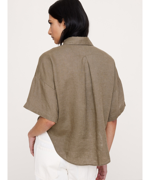 Banana Republic(バナナリパブリック)の「リネン ショートスリーブ シャツ(シャツ/ブラウス・レディース・ホワイト/ブラウン・XS/S/M/L)」の7枚目の写真