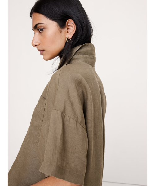 Banana Republic(バナナリパブリック)の「リネン ショートスリーブ シャツ(シャツ/ブラウス・レディース・ホワイト/ブラウン・XS/S/M/L)」の14枚目の写真