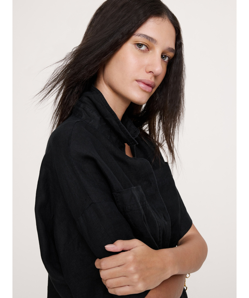 Banana Republic(バナナリパブリック)の「リネン ショートスリーブ シャツ(シャツ/ブラウス・レディース・ホワイト/ブラウン・XS/S/M/L)」の15枚目の写真