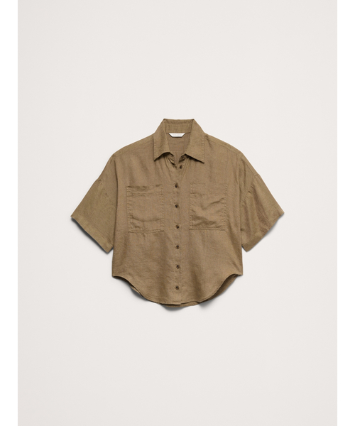 Banana Republic(バナナリパブリック)の「リネン ショートスリーブ シャツ(シャツ/ブラウス・レディース・ホワイト/ブラウン・XS/S/M/L)」の18枚目の写真