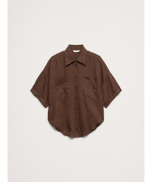 Banana Republic(バナナリパブリック)の「リネン ショートスリーブ シャツ(シャツ/ブラウス・レディース・ホワイト/ブラウン・XS/S/M/L)」の19枚目の写真
