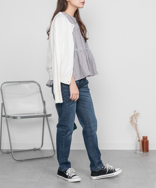 RCD(アールシーディー)の「ヴェンテージ加工 テーパードデニムパンツ(デニムパンツ・レディース・ブルー/ネイビー・M/LL/L)」の10枚目の写真