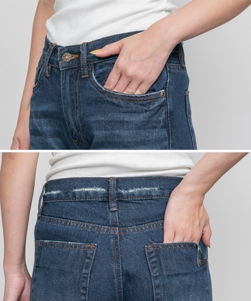 RCD(アールシーディー)の「ヴェンテージ加工 テーパードデニムパンツ(デニムパンツ・レディース・ブルー/ネイビー・M/LL/L)」の16枚目の写真