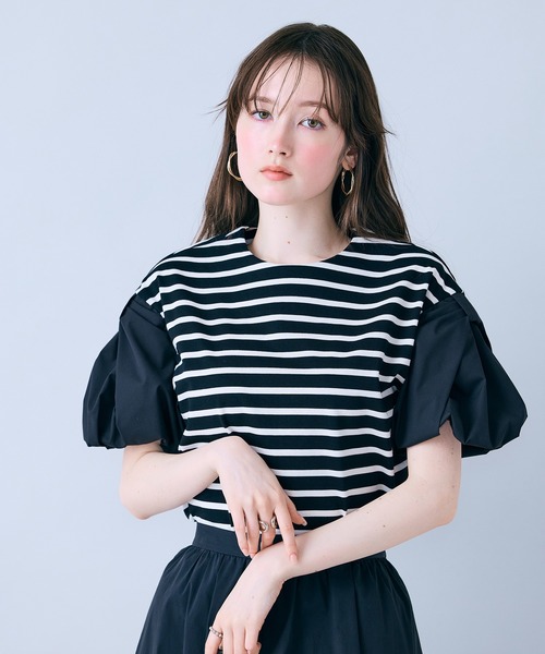 Audie a Muses(オーディアミューズ)の「リボンスリーブカットソー(Tシャツ/カットソー・レディース・オフホワイト/ブラック・42/38)」の14枚目の写真