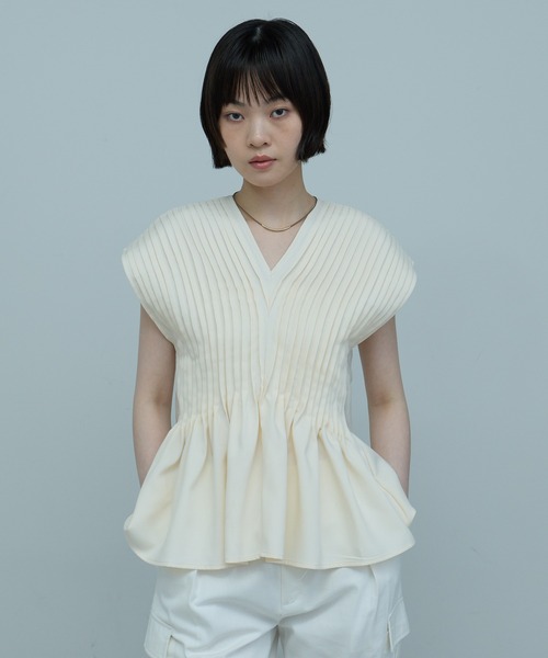 leimn(レイムン)の「ピンタック2WAYブラウス(シャツ/ブラウス・レディース・ブラック/アイボリー・FREE)」の1枚目の写真