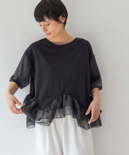 studio CLIP(スタディオクリップ)の「【Limited Line】裾切り替えフリルプルオーバー(Tシャツ/カットソー・レディース・ブラック/サックスブルー・FREE)」の2枚目の写真