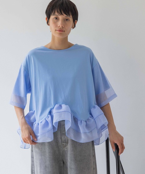 studio CLIP(スタディオクリップ)の「【Limited Line】裾切り替えフリルプルオーバー(Tシャツ/カットソー・レディース・ブラック/サックスブルー・FREE)」の20枚目の写真