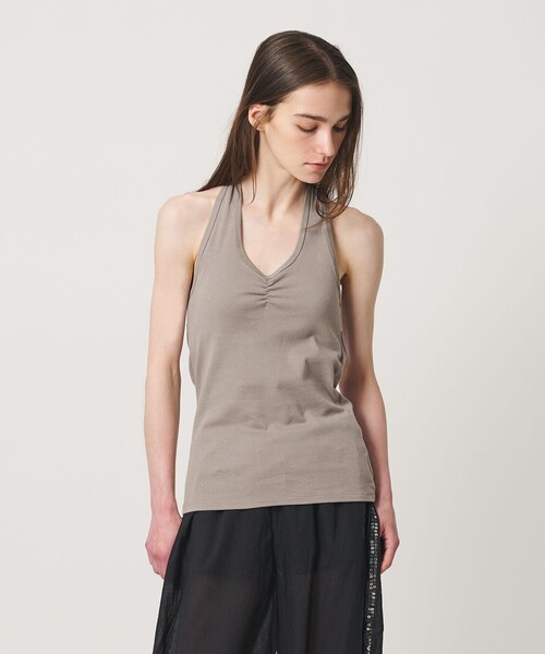 ATTISESSION(アティセッション)の「<ATTISESSION>バックタイ ホルターネック トップス(Tシャツ/カットソー・レディース・ブラック/グレー系・FREE)」の6枚目の写真