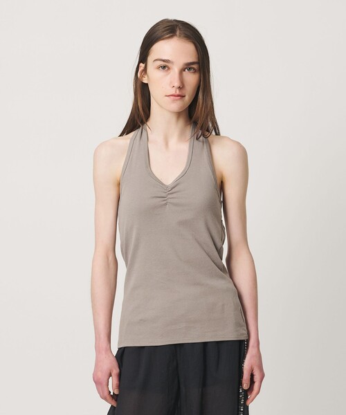 ATTISESSION(アティセッション)の「<ATTISESSION>バックタイ ホルターネック トップス(Tシャツ/カットソー・レディース・ブラック/グレー系・FREE)」の7枚目の写真