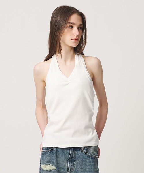 ATTISESSION(アティセッション)の「<ATTISESSION>バックタイ ホルターネック トップス(Tシャツ/カットソー・レディース・ブラック/グレー系・FREE)」の11枚目の写真