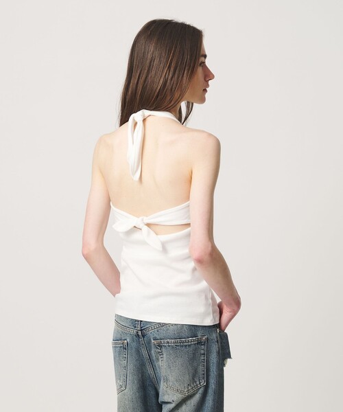 ATTISESSION(アティセッション)の「<ATTISESSION>バックタイ ホルターネック トップス(Tシャツ/カットソー・レディース・ブラック/グレー系・FREE)」の13枚目の写真