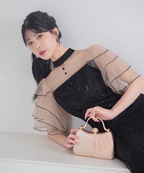 Leja(レジャ)の「【LEJA】ハイネックパイピングシアーチュールスリーブスパンコールリーフマーメイドワンピースドレス美脚効果結婚式 パーティードレス 成人式 二次会 同窓会 お呼ばれ オケージョン 20代 30代(ドレス・レディース・グレー/ブラック・SMALL/MEDIUM)」の14枚目の写真