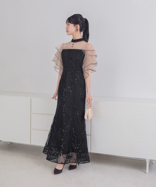 Leja(レジャ)の「【LEJA】ハイネックパイピングシアーチュールスリーブスパンコールリーフマーメイドワンピースドレス美脚効果結婚式 パーティードレス 成人式 二次会 同窓会 お呼ばれ オケージョン 20代 30代(ドレス・レディース・グレー/ブラック・SMALL/MEDIUM)」の16枚目の写真