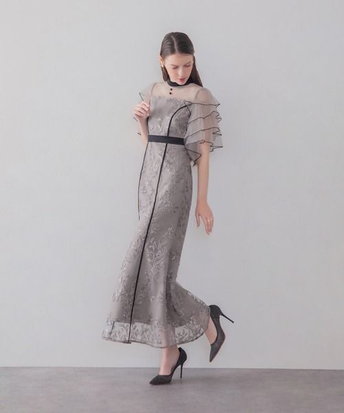 Leja(レジャ)の「【LEJA】ハイネックパイピングシアーチュールスリーブスパンコールリーフマーメイドワンピースドレス美脚効果結婚式 パーティードレス 成人式 二次会 同窓会 お呼ばれ オケージョン 20代 30代(ドレス・レディース・グレー/ブラック・SMALL/MEDIUM)」の20枚目の写真