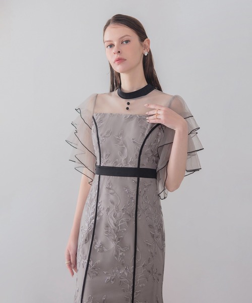 Leja(レジャ)の「【LEJA】ハイネックパイピングシアーチュールスリーブスパンコールリーフマーメイドワンピースドレス美脚効果結婚式 パーティードレス 成人式 二次会 同窓会 お呼ばれ オケージョン 20代 30代(ドレス・レディース・グレー/ブラック・SMALL/MEDIUM)」の19枚目の写真