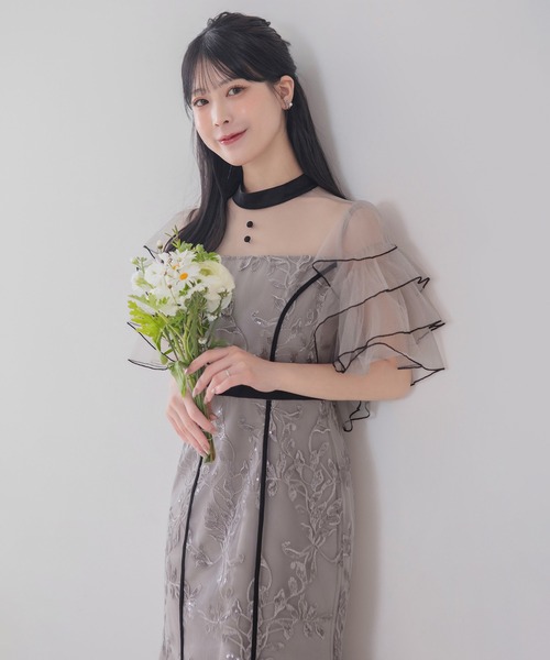 Leja(レジャ)の「【LEJA】ハイネックパイピングシアーチュールスリーブスパンコールリーフマーメイドワンピースドレス美脚効果結婚式 パーティードレス 成人式 二次会 同窓会 お呼ばれ オケージョン 20代 30代(ドレス・レディース・グレー/ブラック・SMALL/MEDIUM)」の22枚目の写真