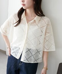 【WEB限定】ダイヤ柄レースシャツ