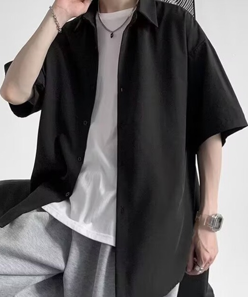 KELVIN(ケルヴァン)の「Smooth Touch Oversized Shirt スムースタッチオーバーサイズシャツ(シャツ/ブラウス・メンズ・ブラック/ホワイト・MEDIUM/LARGE)」の2枚目の写真