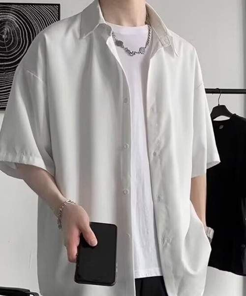 KELVIN(ケルヴァン)の「Smooth Touch Oversized Shirt スムースタッチオーバーサイズシャツ(シャツ/ブラウス・メンズ・ブラック/ホワイト・MEDIUM/LARGE)」の7枚目の写真