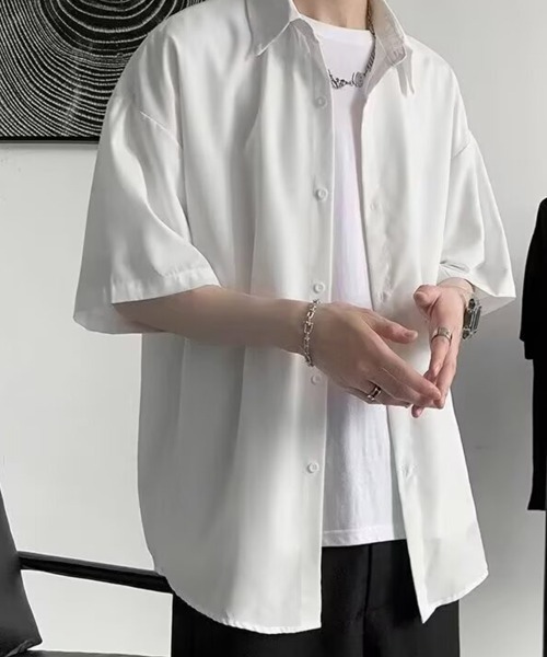 KELVIN(ケルヴァン)の「Smooth Touch Oversized Shirt スムースタッチオーバーサイズシャツ(シャツ/ブラウス・メンズ・ブラック/ホワイト・MEDIUM/LARGE)」の8枚目の写真