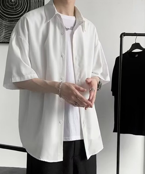 KELVIN(ケルヴァン)の「Smooth Touch Oversized Shirt スムースタッチオーバーサイズシャツ(シャツ/ブラウス・メンズ・ブラック/ホワイト・MEDIUM/LARGE)」の9枚目の写真