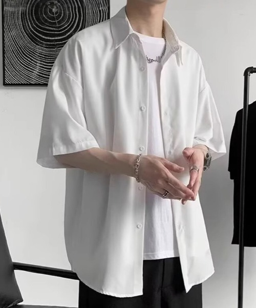 KELVIN(ケルヴァン)の「Smooth Touch Oversized Shirt スムースタッチオーバーサイズシャツ(シャツ/ブラウス・メンズ・ブラック/ホワイト・MEDIUM/LARGE)」の11枚目の写真