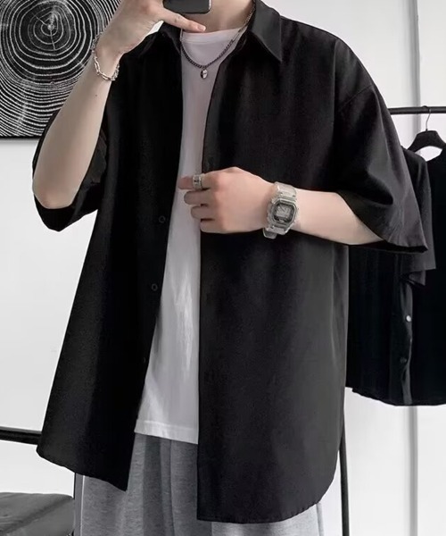 KELVIN(ケルヴァン)の「Smooth Touch Oversized Shirt スムースタッチオーバーサイズシャツ(シャツ/ブラウス・メンズ・ブラック/ホワイト・MEDIUM/LARGE)」の15枚目の写真