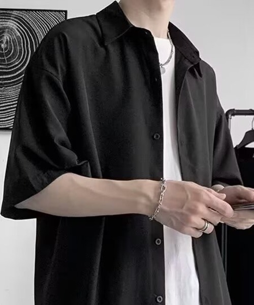 KELVIN(ケルヴァン)の「Smooth Touch Oversized Shirt スムースタッチオーバーサイズシャツ(シャツ/ブラウス・メンズ・ブラック/ホワイト・MEDIUM/LARGE)」の3枚目の写真