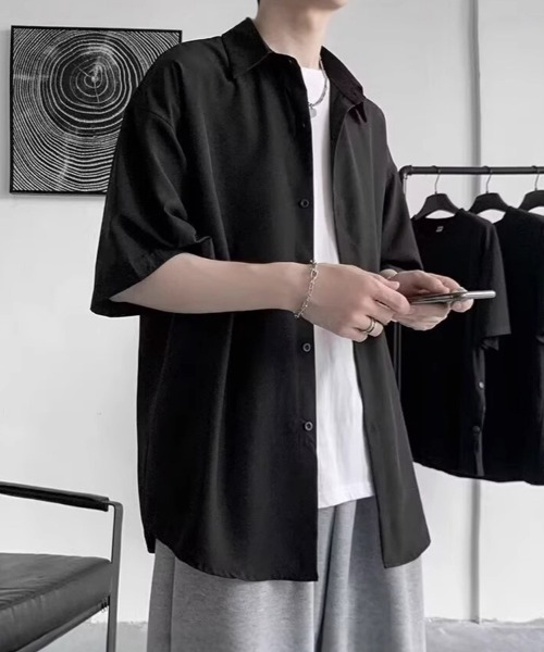 KELVIN(ケルヴァン)の「Smooth Touch Oversized Shirt スムースタッチオーバーサイズシャツ(シャツ/ブラウス・メンズ・ブラック/ホワイト・MEDIUM/LARGE)」の4枚目の写真