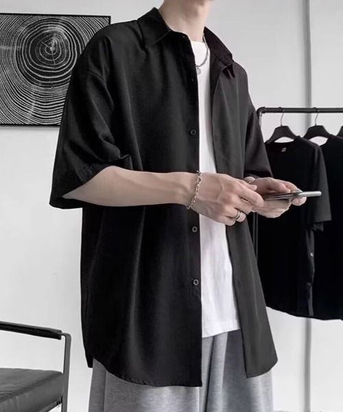 KELVIN(ケルヴァン)の「Smooth Touch Oversized Shirt スムースタッチオーバーサイズシャツ(シャツ/ブラウス・メンズ・ブラック/ホワイト・MEDIUM/LARGE)」の5枚目の写真