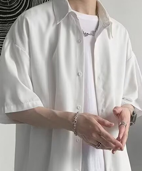 KELVIN(ケルヴァン)の「Smooth Touch Oversized Shirt スムースタッチオーバーサイズシャツ(シャツ/ブラウス・メンズ・ブラック/ホワイト・MEDIUM/LARGE)」の6枚目の写真
