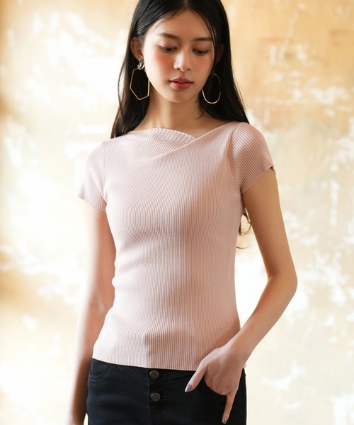 DRESS PLUS(ドレスプラス)の「【サマーニット】レギュラーネックリブニット(ニット/セーター・レディース・ミント/ピンク/グレー/アイボリー/ブラック・S/M)」の5枚目の写真