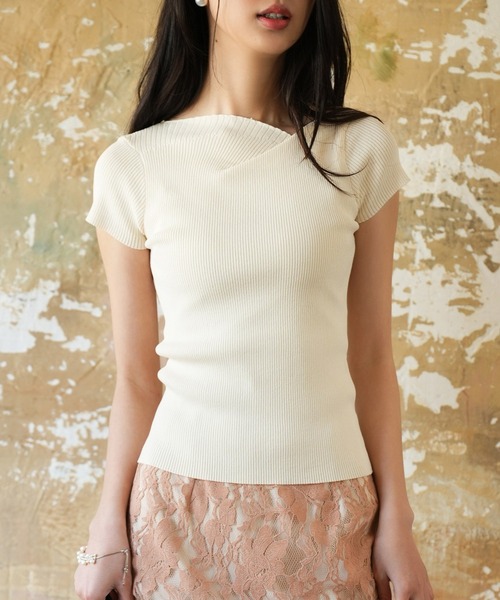DRESS PLUS(ドレスプラス)の「【サマーニット】レギュラーネックリブニット(ニット/セーター・レディース・ミント/ピンク/グレー/アイボリー/ブラック・S/M)」の2枚目の写真