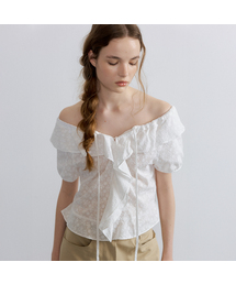 Ruffle off tie blouse [FRSP07BL04]_Ivory