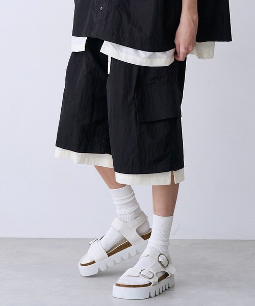 SeeSew(シーソー)の「【UNISEX】LAYERD WIDE SHORTPANTS/レイヤードワイドショートパンツ(その他パンツ・メンズ・グレー/ブラック/ネイビー・M/L)」の7枚目の写真
