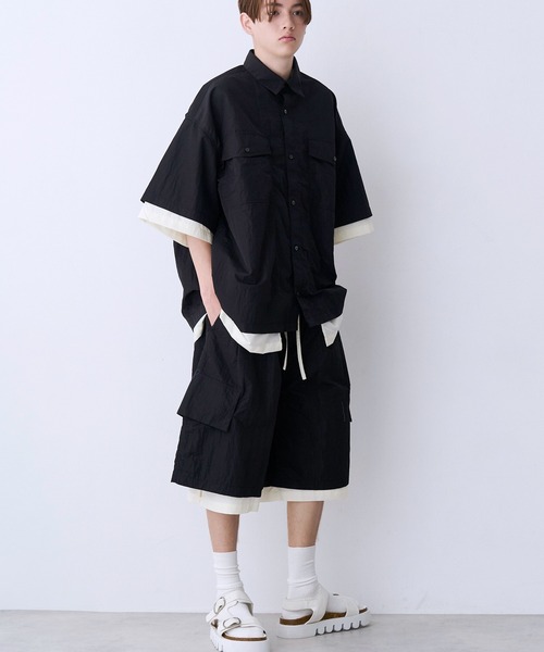SeeSew(シーソー)の「【UNISEX】LAYERD WIDE SHORTPANTS/レイヤードワイドショートパンツ(その他パンツ・メンズ・グレー/ブラック/ネイビー・M/L)」の5枚目の写真