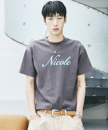 NICOLE LETTERING RIBBED SLIM T-SHIRT_CHARCOAL