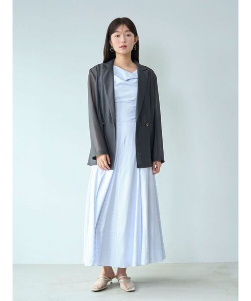 LAGUNAMOON(ラグナムーン)の「メッシュダブルテーラードジャケット 【夏服】 【オフィスカジュアル】(テーラードジャケット・レディース・ライトグレー/チャコールグレー/ブラウン/ブラック/アイボリー・FREE)」の9枚目の写真