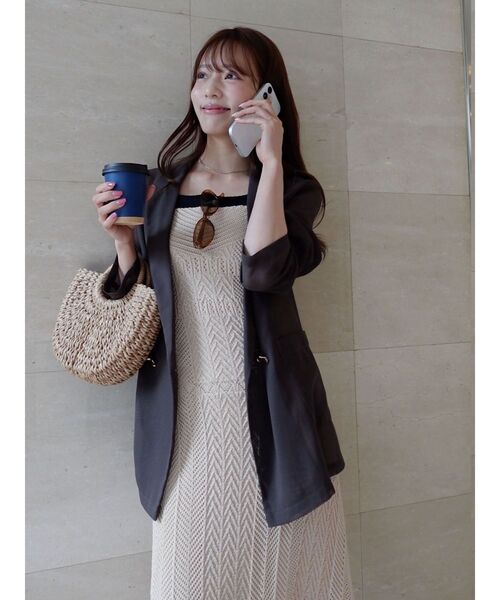 LAGUNAMOON(ラグナムーン)の「メッシュダブルテーラードジャケット 【夏服】 【オフィスカジュアル】(テーラードジャケット・レディース・ライトグレー/チャコールグレー/ブラウン/ブラック/アイボリー・FREE)」の21枚目の写真