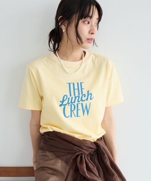 CRAFT STANDARD BOUTIQUE(クラフトスタンダードブティック)の「フロッキープリントTシャツ(Tシャツ/カットソー・レディース・ライトイエロー/ホワイト系その他/ブラウン・FREE)」の4枚目の写真