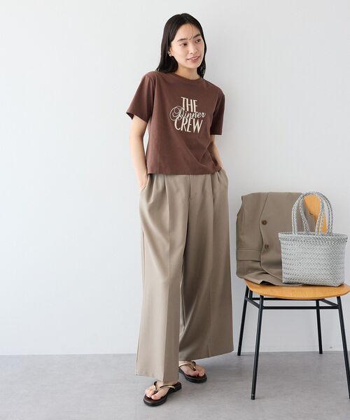 CRAFT STANDARD BOUTIQUE(クラフトスタンダードブティック)の「フロッキープリントTシャツ(Tシャツ/カットソー・レディース・ライトイエロー/ホワイト系その他/ブラウン・FREE)」の9枚目の写真
