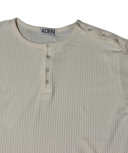 Never mind the XU / Chikashitsu+(ネバーマインド ザ エックスユー / チカシツプラス)の「【nmtc+】Shoulder Henley Eyelet Tee / 【エヌエムティーシープラス】アイレットヘンリーネックTシャツ(Tシャツ/カットソー・メンズ・ブラック/チャコール/アイボリー・ONE SIZE)」の16枚目の写真