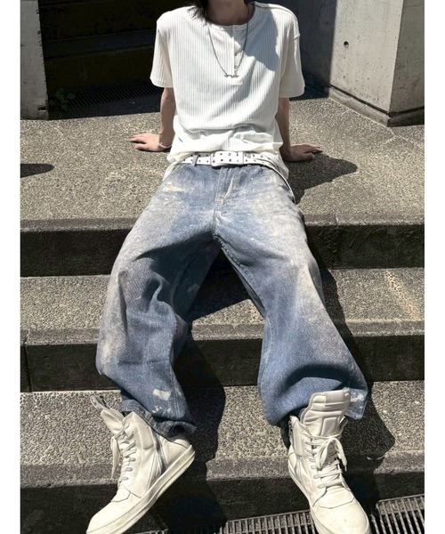 Never mind the XU / Chikashitsu+(ネバーマインド ザ エックスユー / チカシツプラス)の「【nmtc+】Shoulder Henley Eyelet Tee / 【エヌエムティーシープラス】アイレットヘンリーネックTシャツ(Tシャツ/カットソー・メンズ・ブラック/チャコール/アイボリー・ONE SIZE)」の8枚目の写真