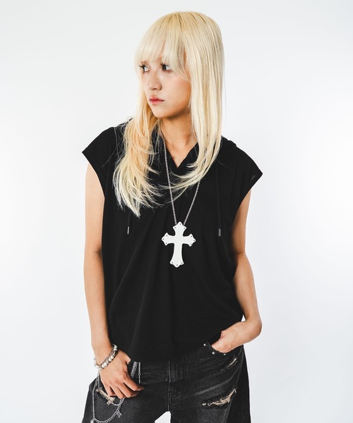 SHORT ROUND(ショートラウンド)の「SHORT ROUND/ヘンリーネックノースリーブパーカー(ベスト・メンズ・ブラック・LARGE/MEDIUM)」の16枚目の写真
